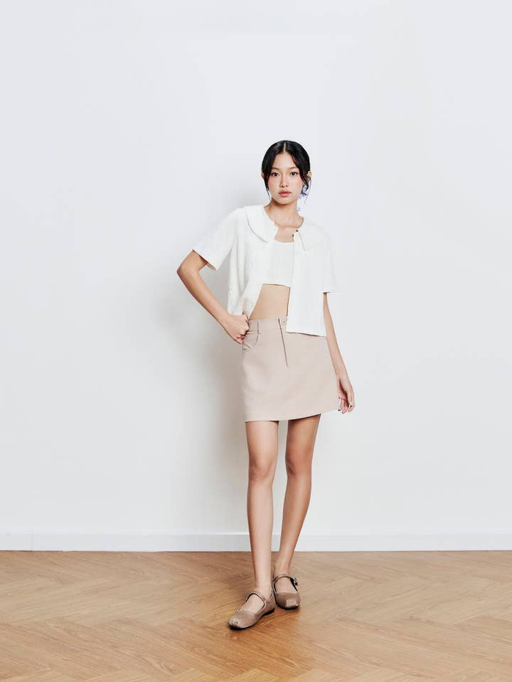 Dottie - Completo camicetta e reggiseno in maglia jacquard bianca per la vendita all'ingrosso da parte di SGLOKAL