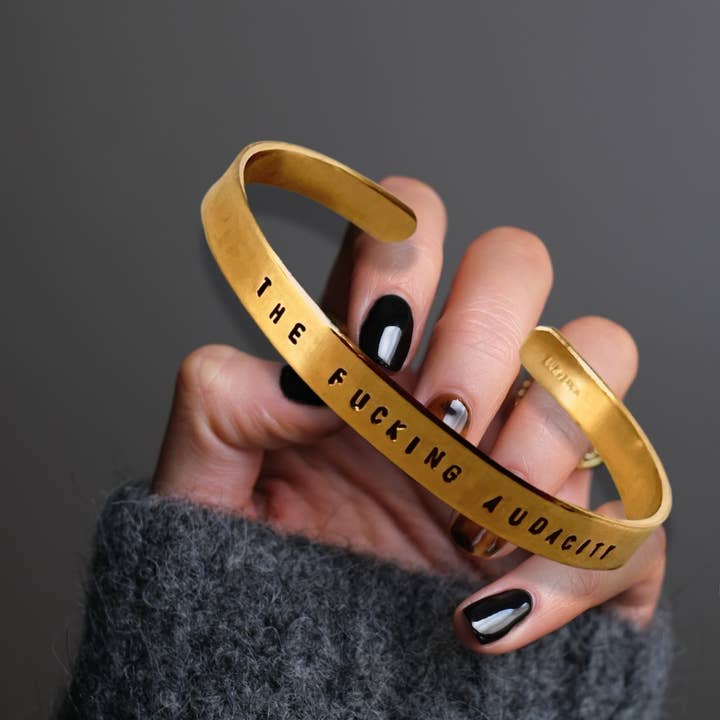 The Fucking Audacity Stamped Cuff Bracelet for wholesale by Lux + Luca Jewelry Co.