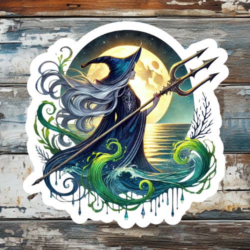 Sea Witch Waves Die Cut Vinyl Sticker for wholesale by Prairie Chicken Sticker Shop & Gifts