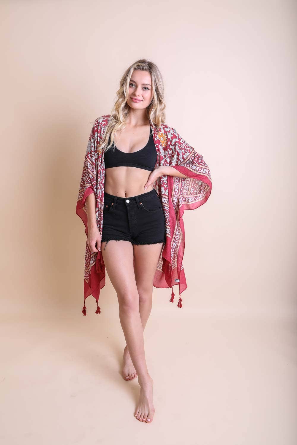 Leto Accessories - Wholesale Kimono - Women's - 🌞 Lightweight Moroccan Tassel Kimono – Versatile & Stylish3