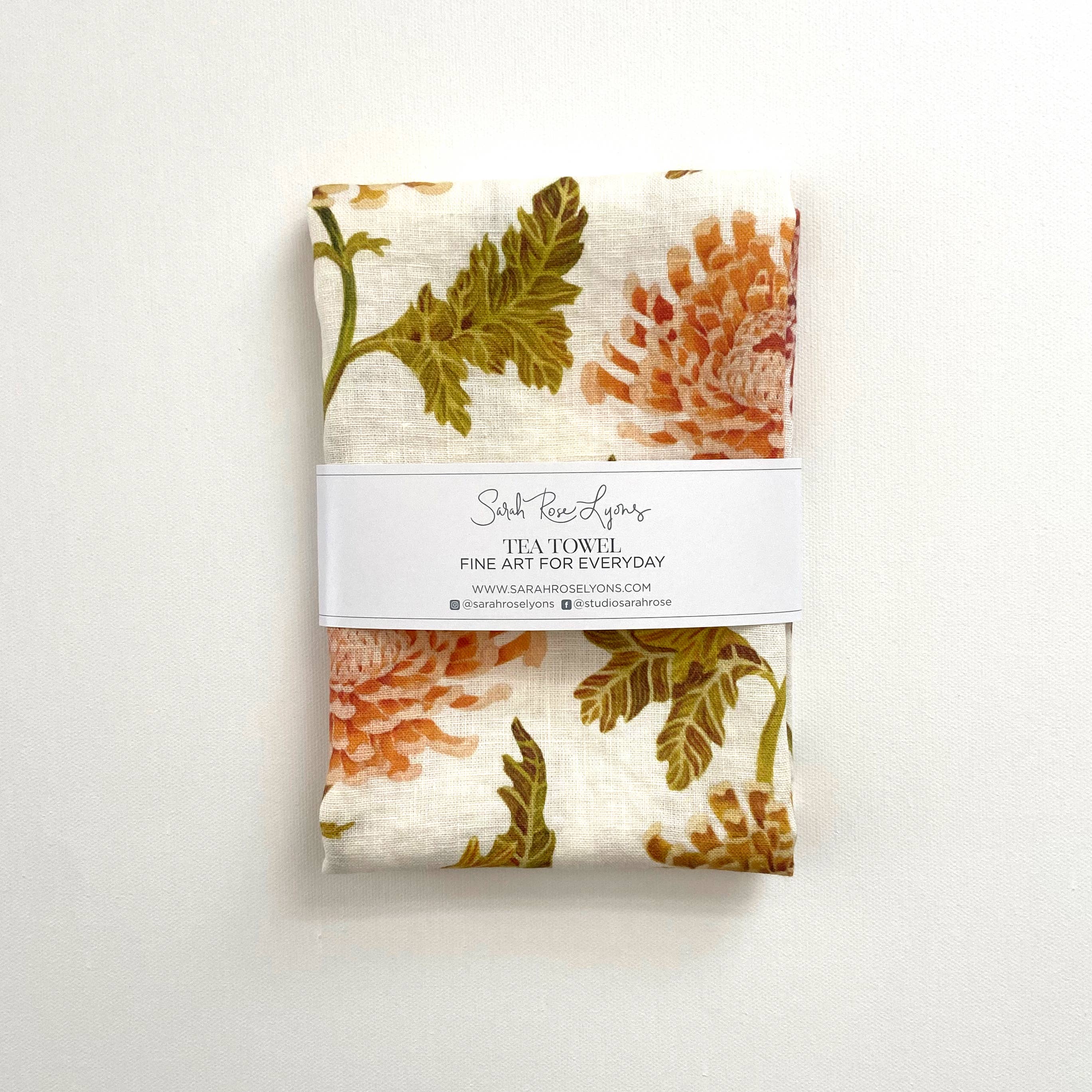 Sarah Rose - Wholesale Tea Towel - Chrysanthemum Organic Linen Tea Towel4