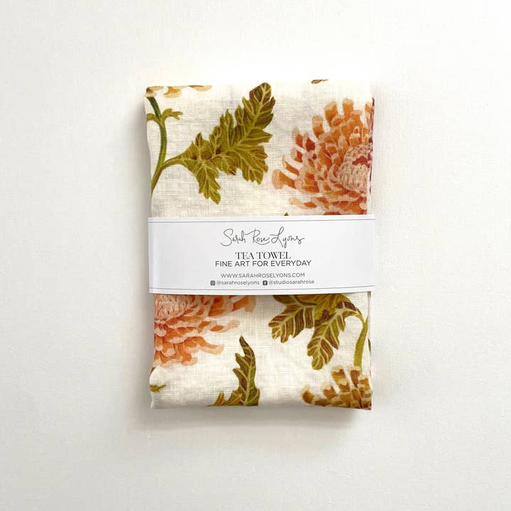 Sarah Rose - Wholesale Tea towel - Chrysanthemum Organic Linen Tea Towel4