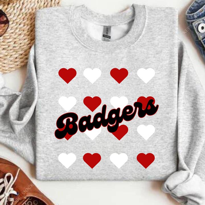 Sweatshirt en gros esprit d'école Badgers - Cendre pour la vente par Lasting Impressions CT