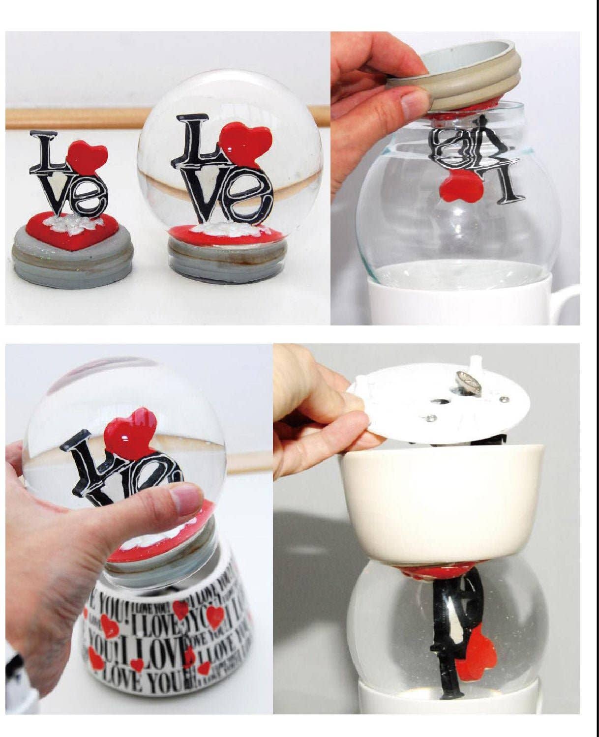 Schneekugelhaus – wholesale DIY-pysselkit – 80 mm gör-det-själv snöglob med glas och porslin4