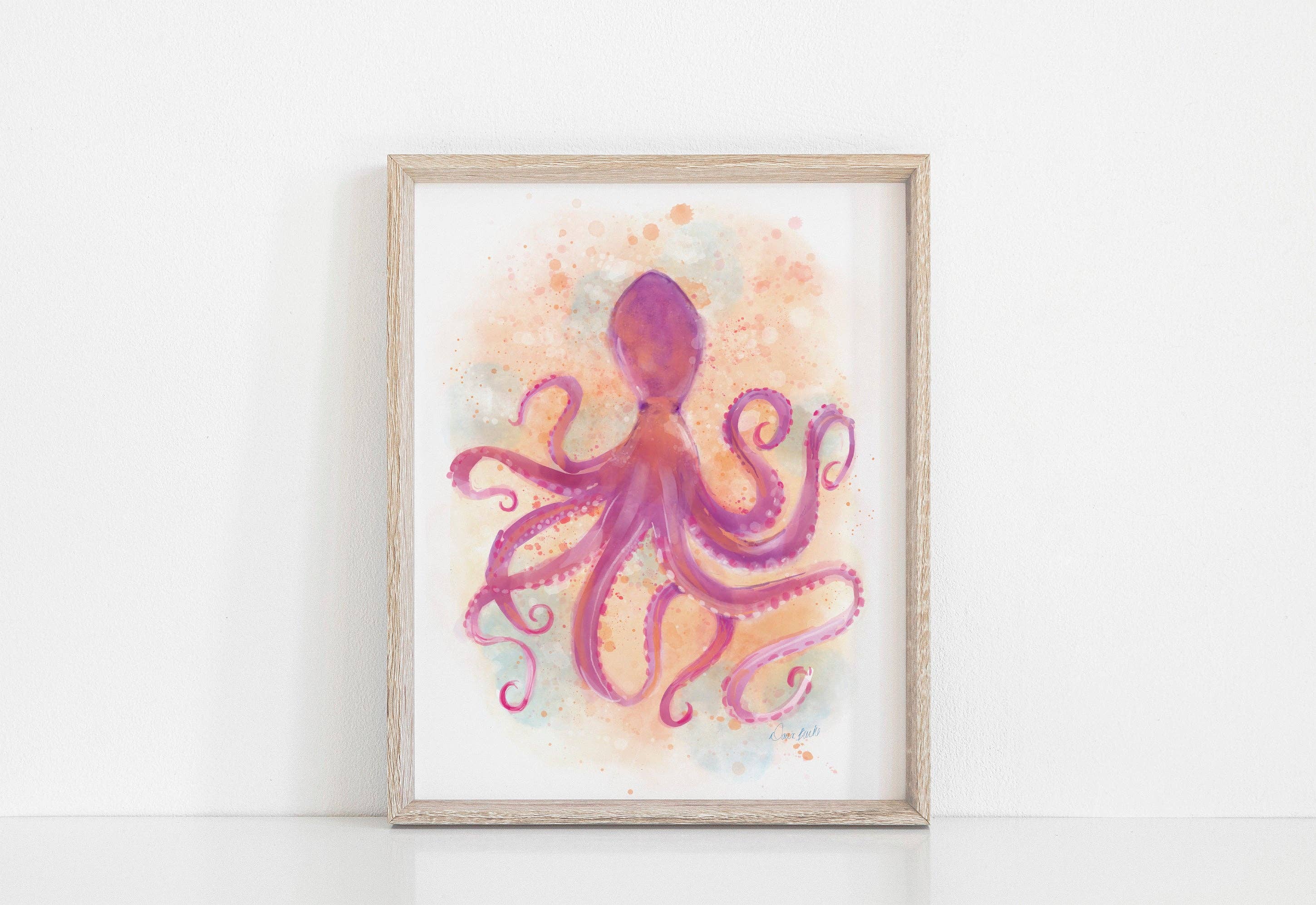 Dawn of Designs - Wholesale Art Print - Watercolor Octopus Art Print1