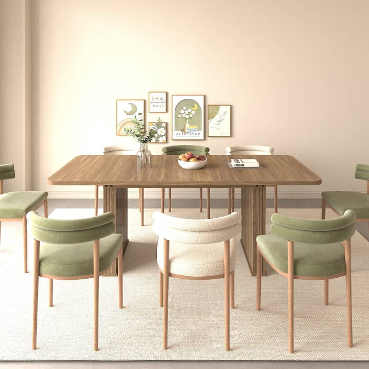 39F Inc. - Vente Tables d'appoint - Table à manger moderne extensible (6-10 places) - Beige Marron5