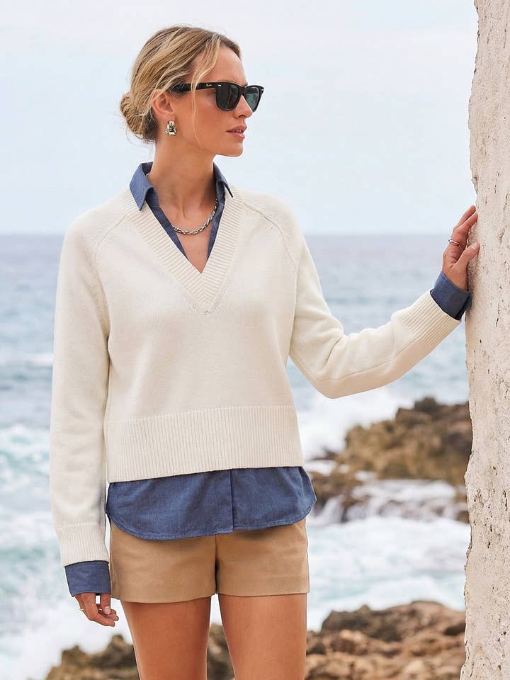 Pull en matières mixtes Carrie pour la vente par Fifteen Twenty