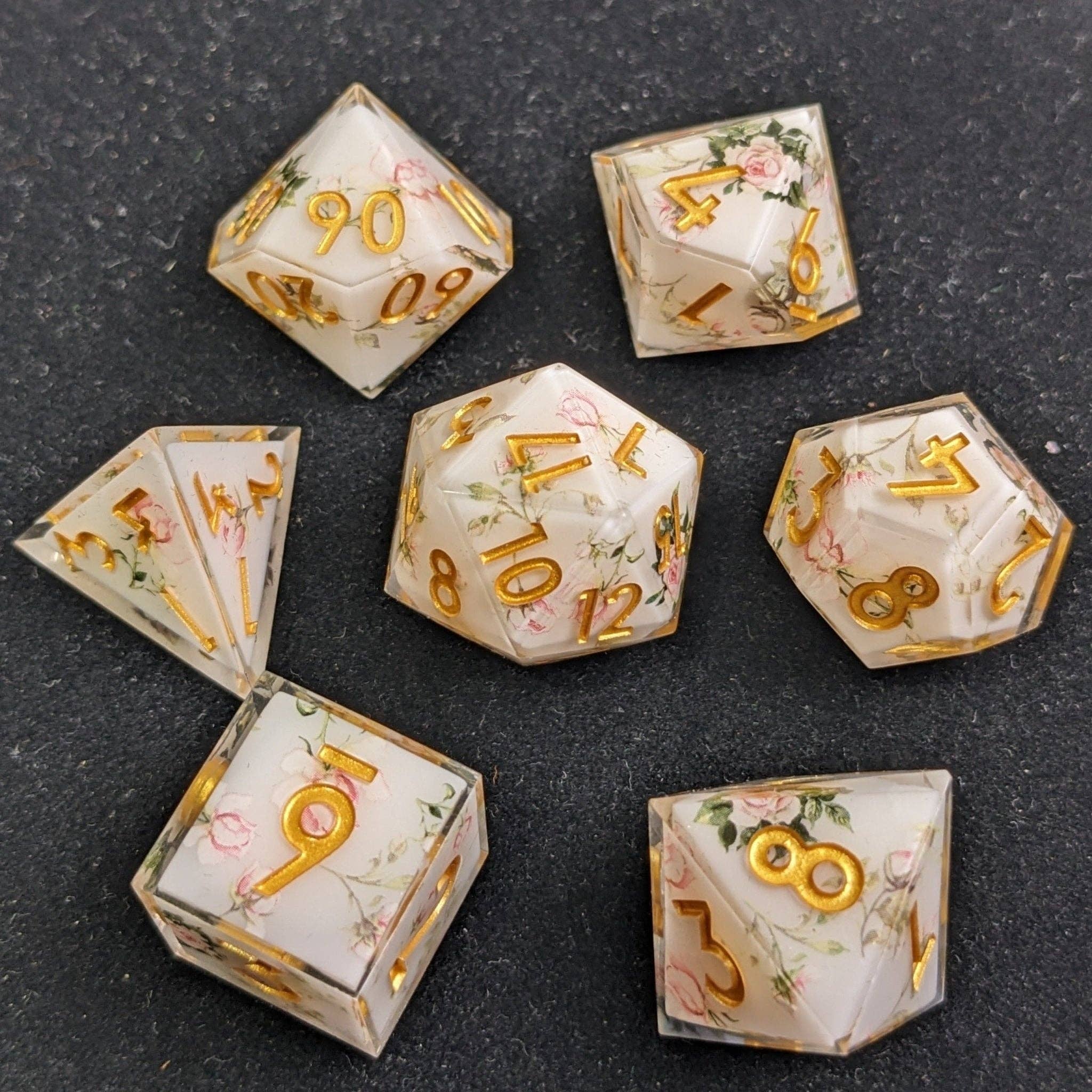 EBONWOOD - Wholesale Dice - Gilded Garden - 7 Piece Luxury D&D Dice Set6