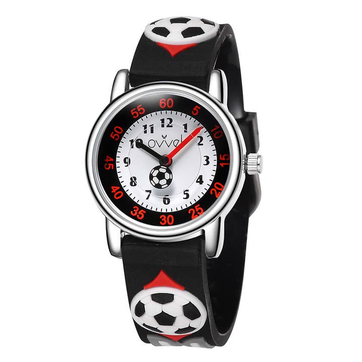 Montre de football analogique noire pour garçons pour la vente par Ovvel Watches