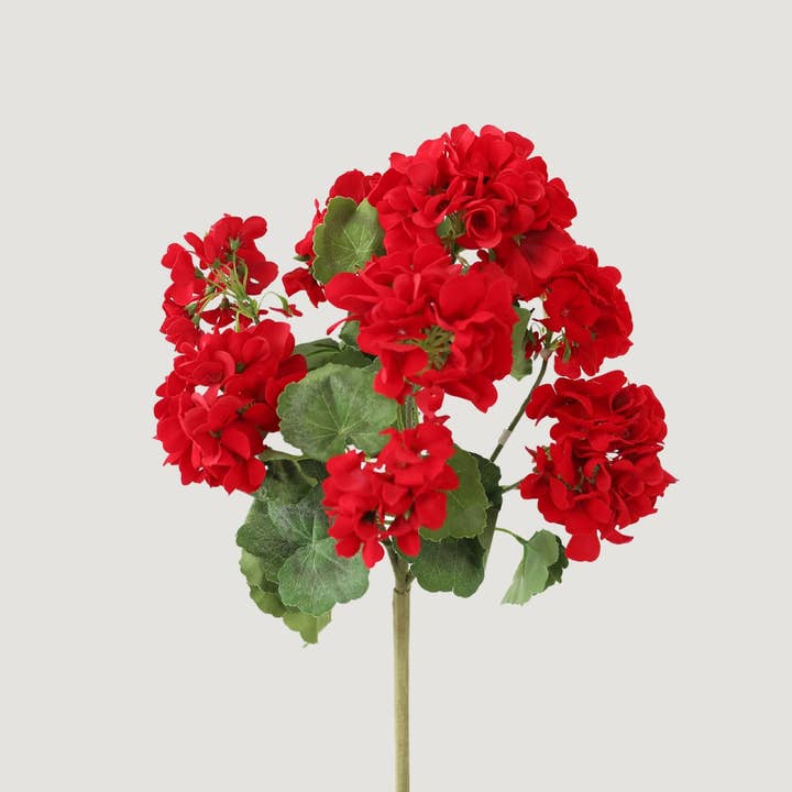 Outdoor Fake Flowers | Water Resistant Outdoor Red Geranium Bush - 18" for wholesale by Afloral