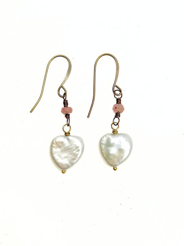 Heart-Shaped Pearl Earrings, E274 for wholesale by Lock and Key