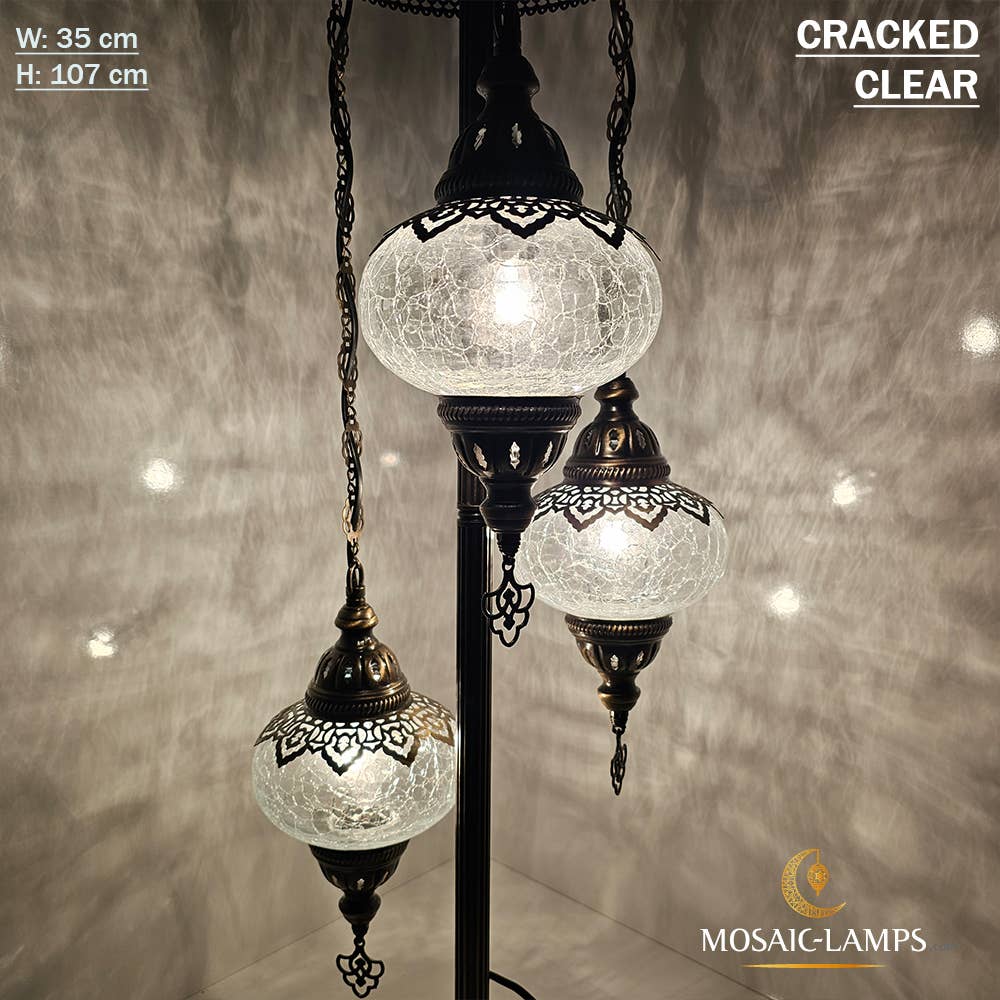 Mosaic Lamps – wholesale Golvlampa – 3-Globe Ottomansk Turkisk Crackle Glass Golvlampa10