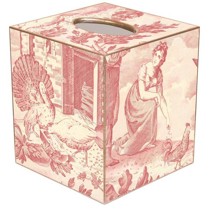 TB564-Rose Farm Toile Tissue Cover Box for wholesale by Marye-Kelley