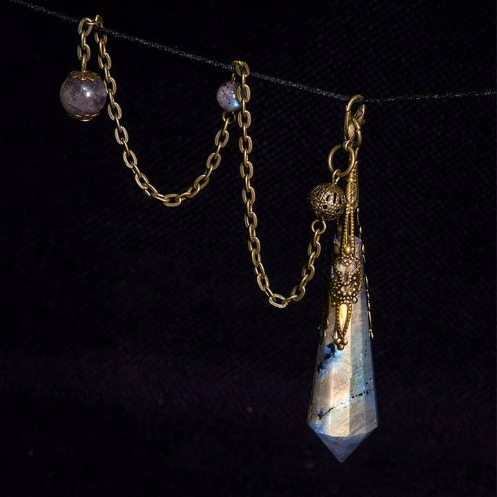 GemMeet - Wholesale Spiritual Stone/Crystal - Grey Moonstone Protection Pendulum