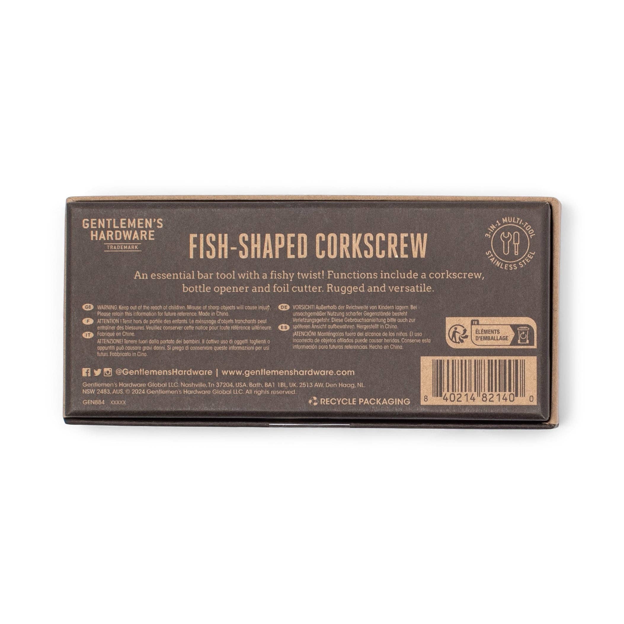 Designworks Collective – wholesale Bottle/wine opener – Fish Shaped Waiter's Corkscrew1