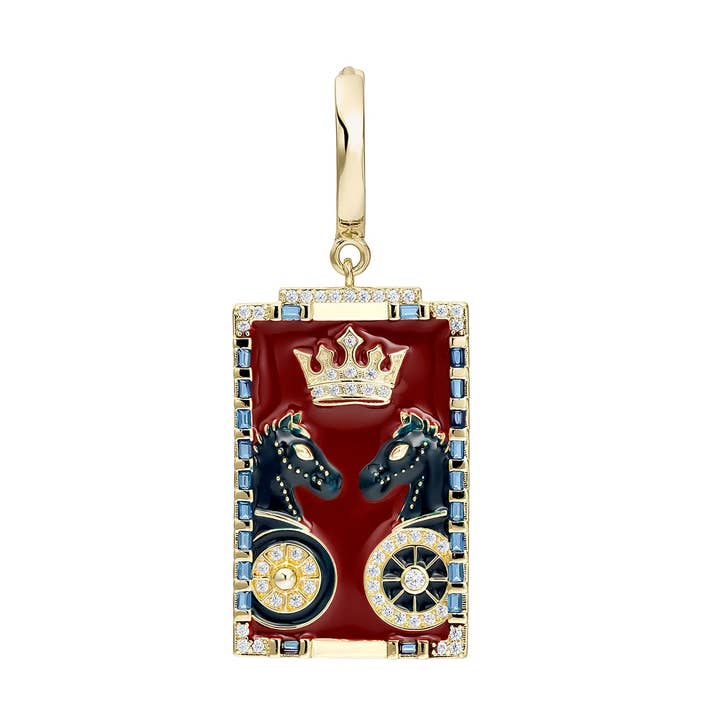BOUCLE D'OREILLE ANNEAU PIERCING CARTES DE TAROT LE CHARIOT pour la vente par EarCandy Jewelry