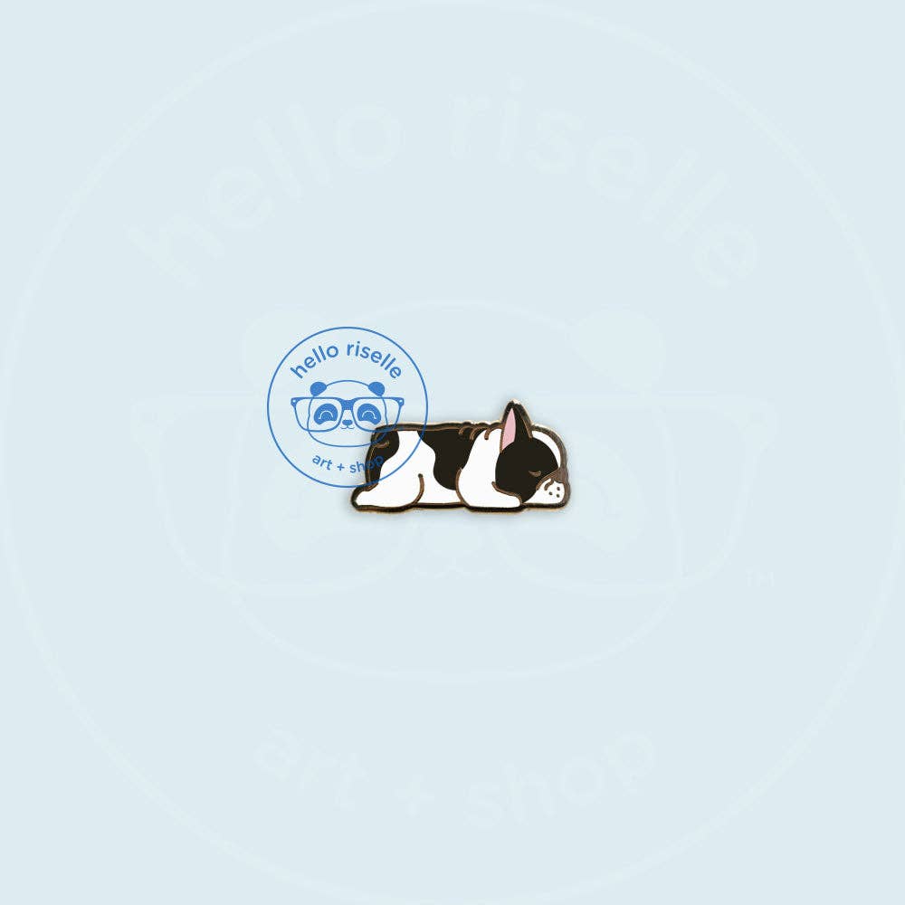 Hello Riselle | Art + Shop - Wholesale Lapel Pin/Button - Small Sleeping French Bulldog Enamel Pin10
