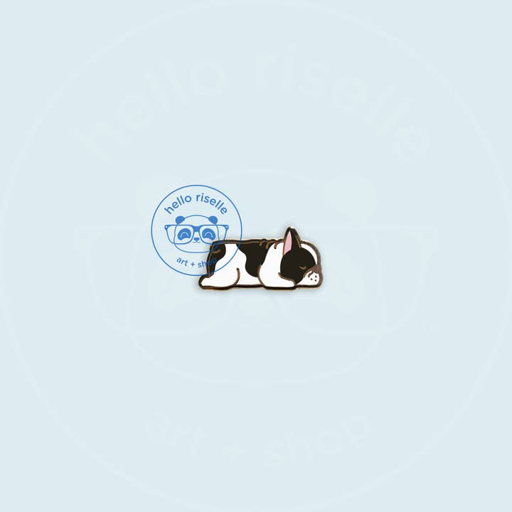 Hello Riselle | Art + Shop - Wholesale Lapel Pin/Button - Small Sleeping French Bulldog Enamel Pin10