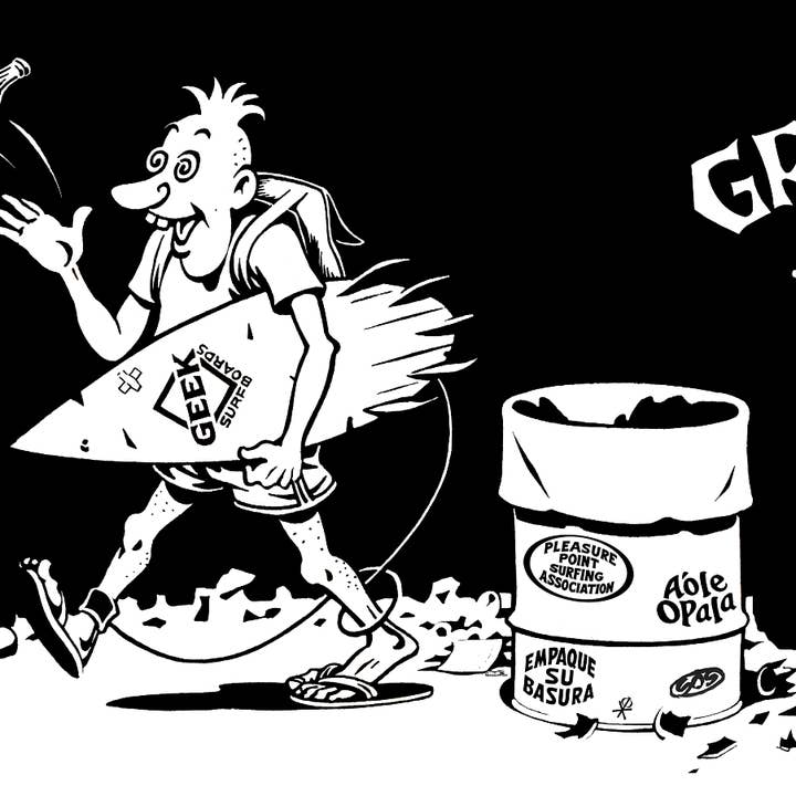 Autocollants - Préparez vos déchets © CLASSIC Surf Geek Bumper Sticke pour la vente par Pack Your Trash