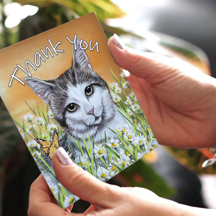 Carte de remerciement pour chat pour la vente par Irisha's Card Art