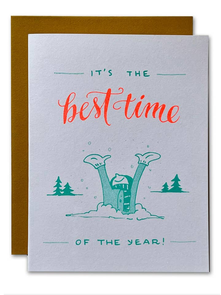 Best Time Of The Year Risograph Holiday Card for wholesale by Ladyfingers Letterpress