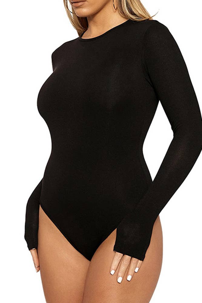 UNISHE – wholesale Bodysuit - Dam – Plain Crew Neck Långärmad Bodysuit ZJ0155