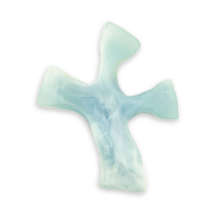 Village Gift Importers - Wholesale Wall Cross - Glacier Blue Clinging Cross
