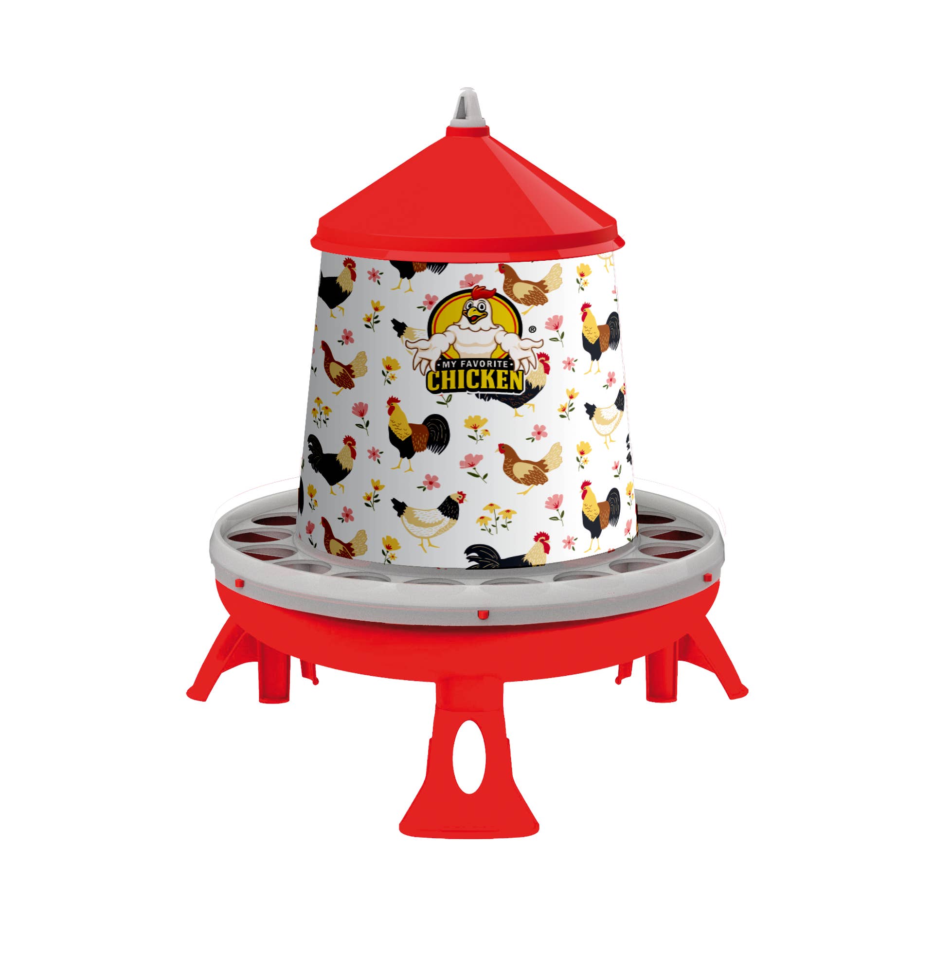 My Favorite Chicken - Wholesale Bird Feeder - 4Kg Poultry Feeder w/ Legs, Stylish Chicken Floral Design