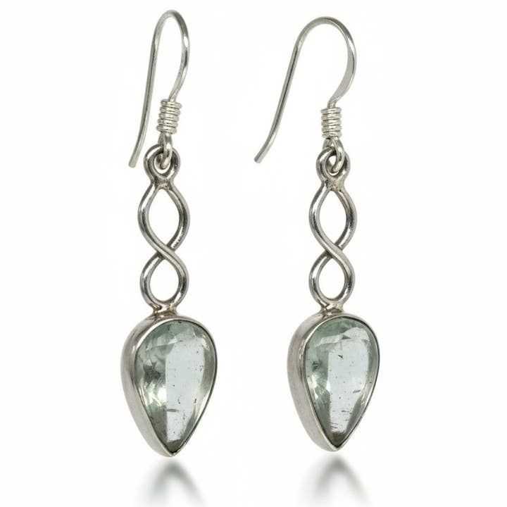 Green Apatite Earrings Brazil AA 925 Silver for wholesale by La Boîte à Cailloux