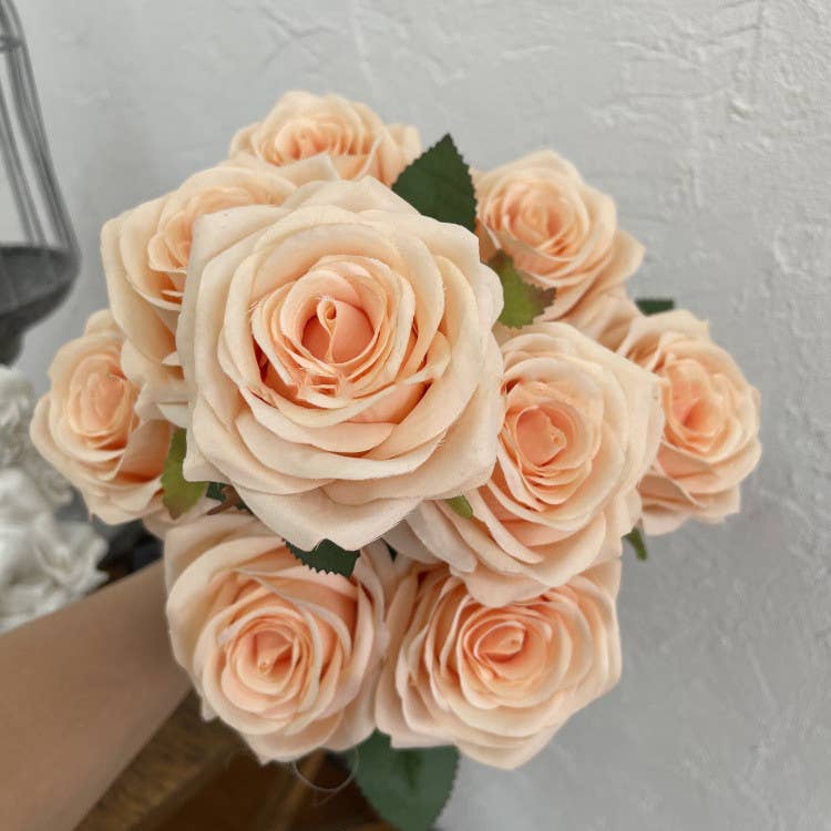 Sweet Home Deco – wholesale Konstgjorda blommor – 16"T sidenrosblommbunke, 9 huvuden, flerfärgade5