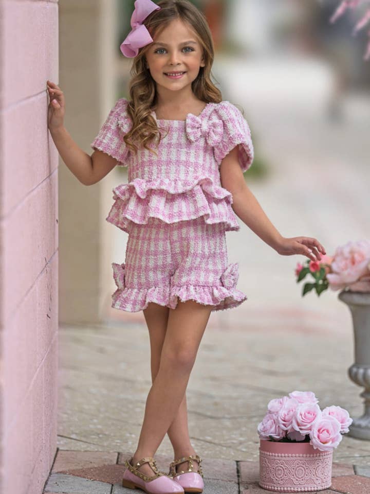 Feast In Fashion Pink Gingham Top And Short Set for wholesale on Faire