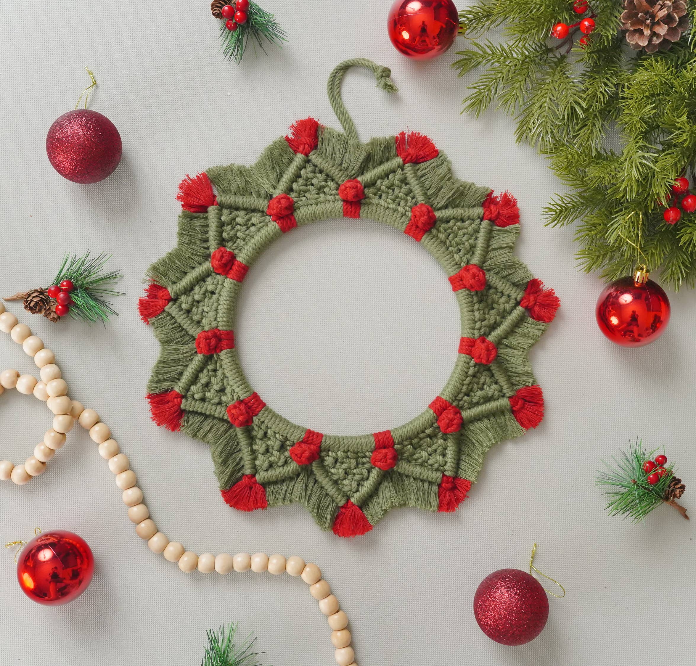 BeanDaikon - Wholesale Wreath - Macrame Christmas Wreath - X56