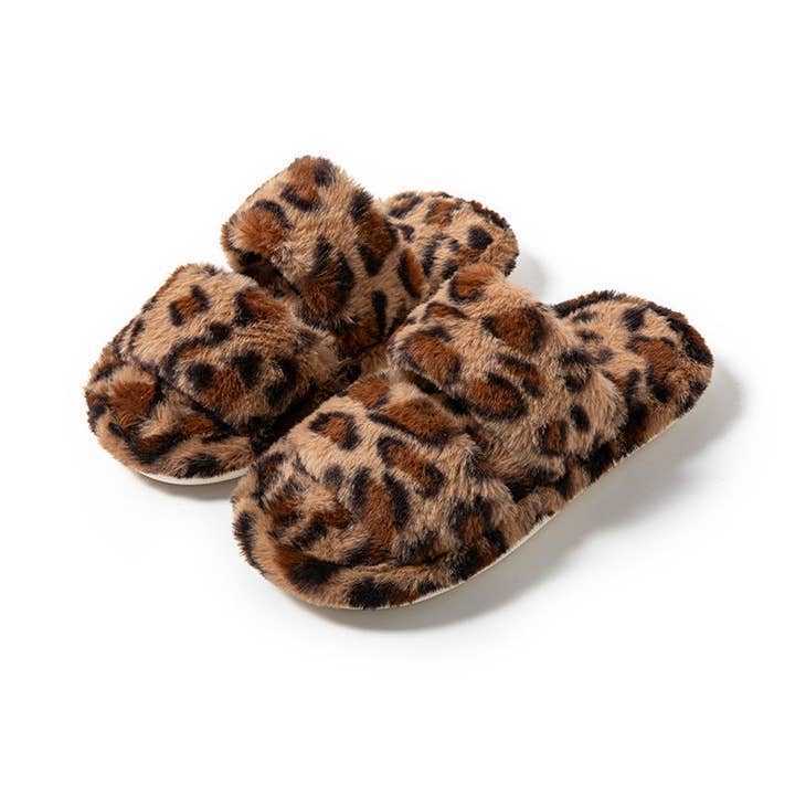 Leopard Print Open Toe Slippers Women Double Striped M5A284 for wholesale by alberalkirk