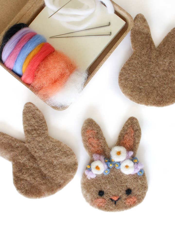 Mini Bunny Felting Craft Kit for wholesale by Sheep Creek Studio