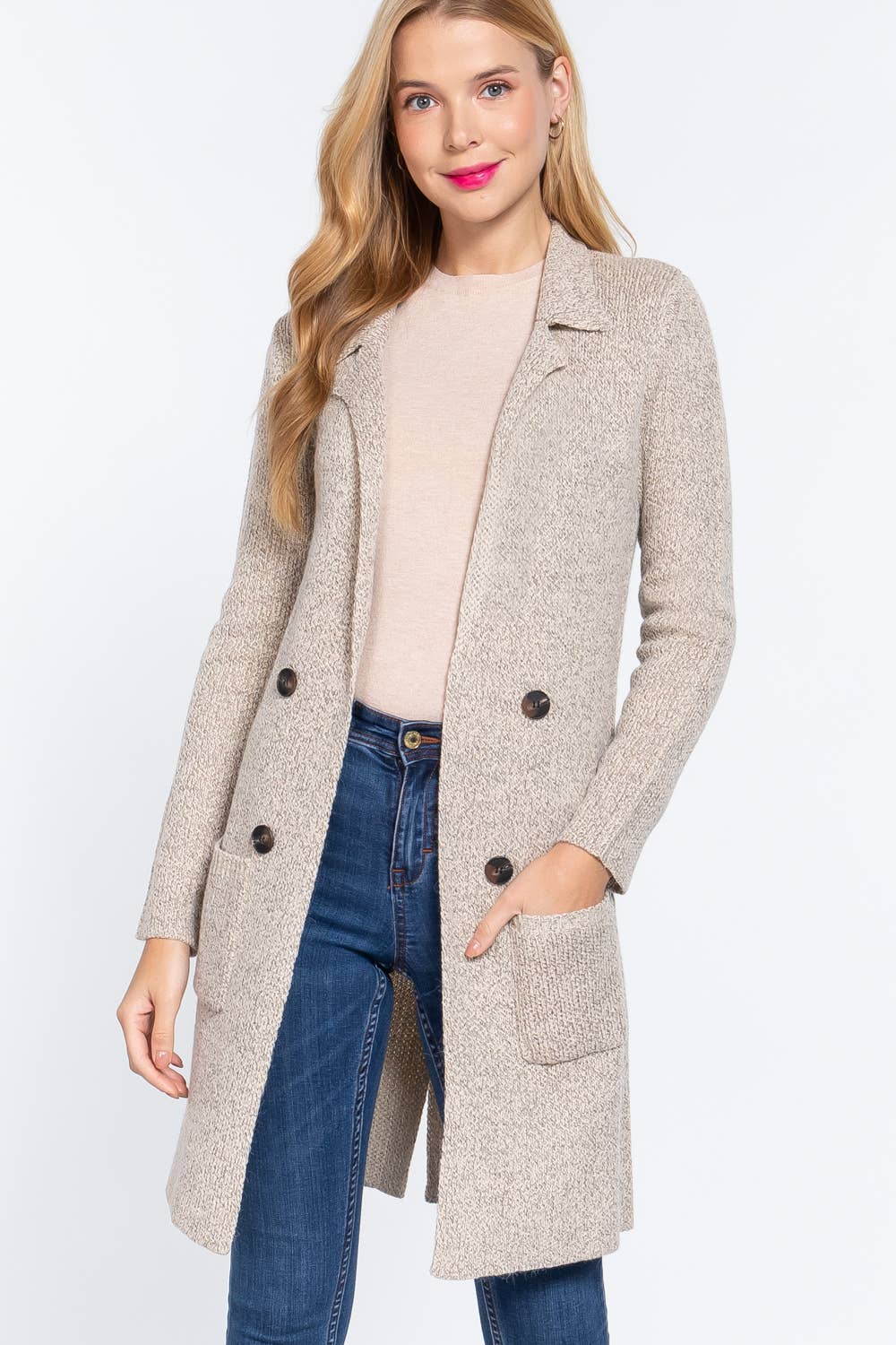 42POPS - Wholesale Peacoat - Dames - ,,._ Getailleerd Dubbelknoops Vestjas Cardiganjas3
