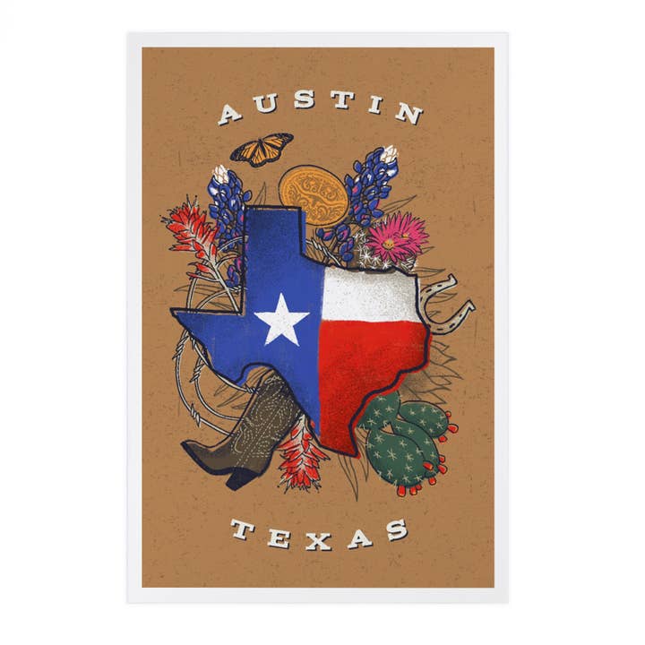 Lantern Press – wholesale Postcard – PREMIUM POSTCARDS Austin, Texas, State Treasure Trove