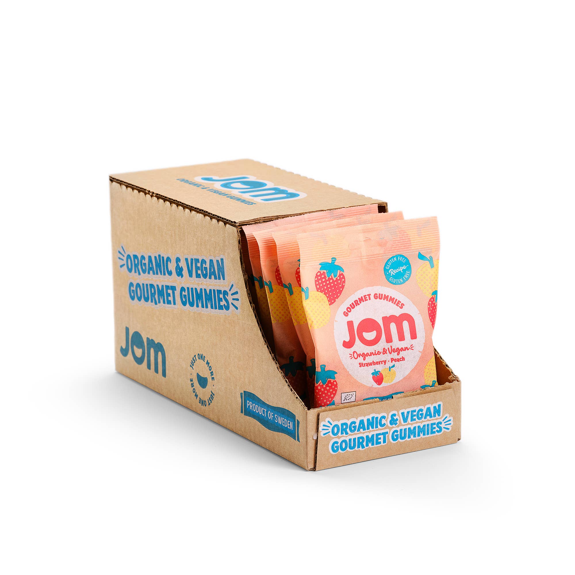 JOM - Vente Bonbons gélifiés - Bonbons gélifiés suédois à la fraise et à la pêche biologiques5