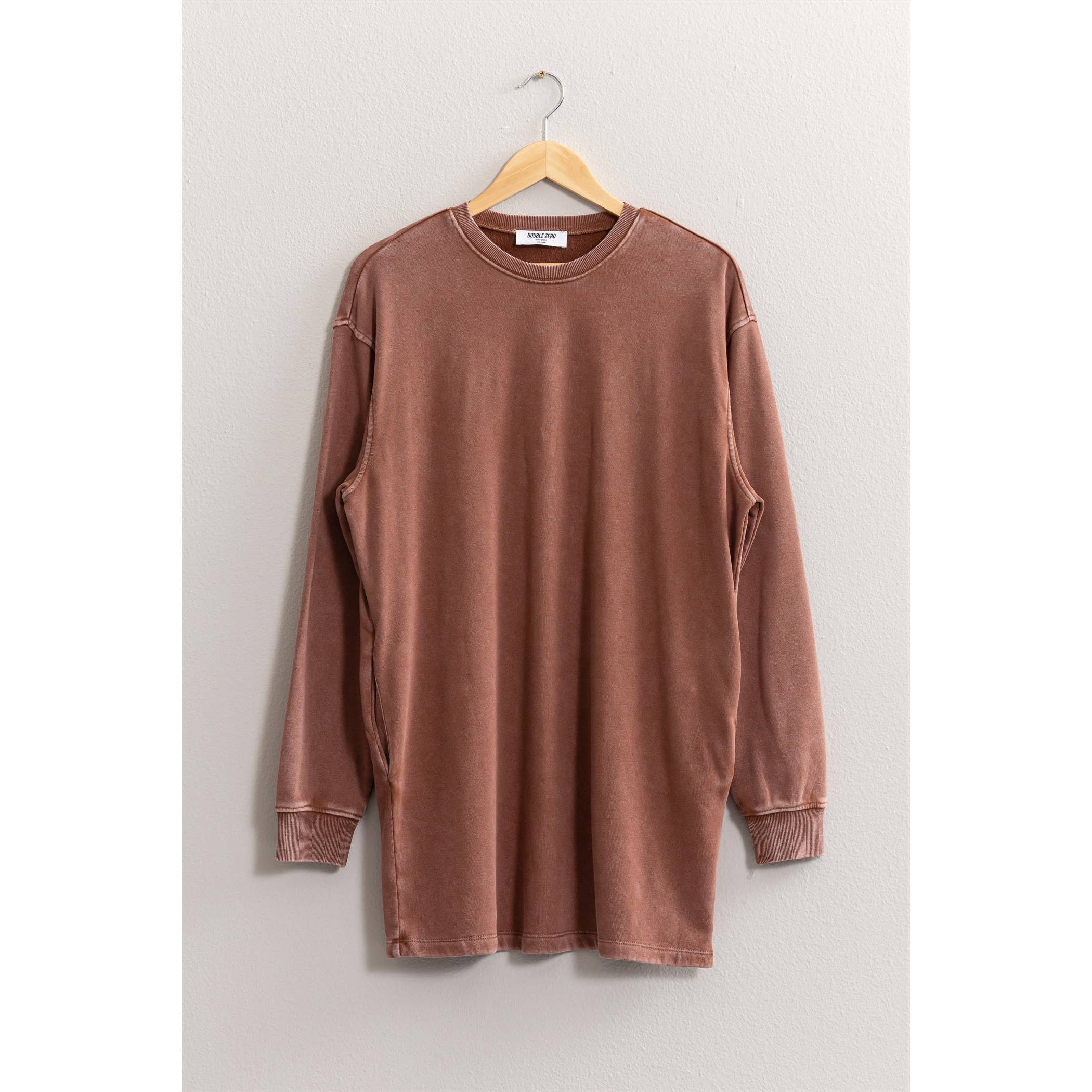 Double Zero - Wholesale Dress - Women's - Long Sleeve Oversized Mini Dress50