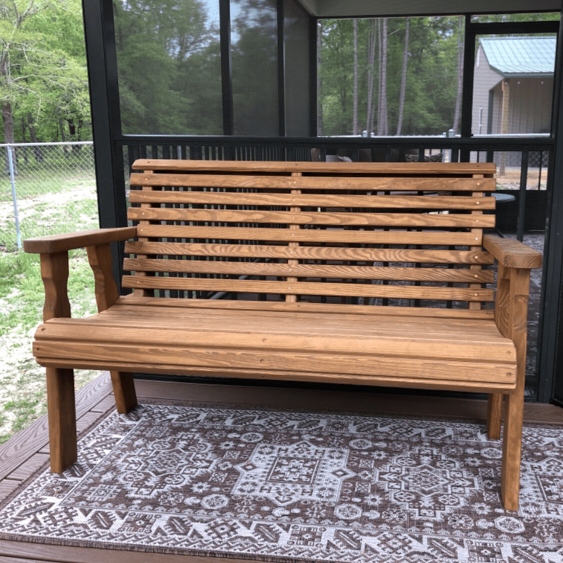 The Porch Swing Company - Wholesale Bench - Amish Casual Roll Back 5 Foot Treated Wood Outdoor Bench1