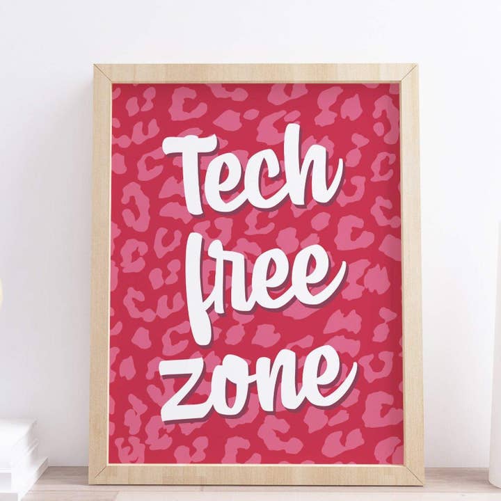 Tech Free Zone Motivational Office Typography Print for wholesale by Design By Emma