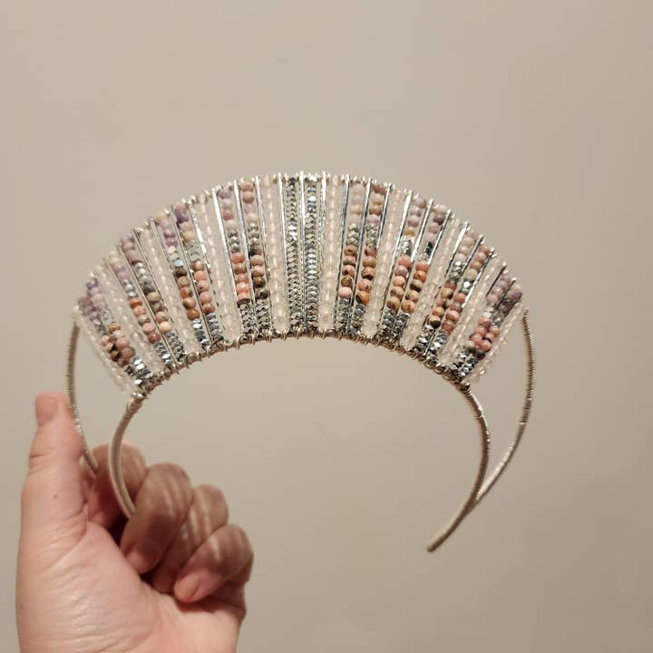 Rosenkvarts, Silverpläterad Hematit, Rodonit, Opaliserad Fluoritkrona för wholesale av The Queen of Quartz