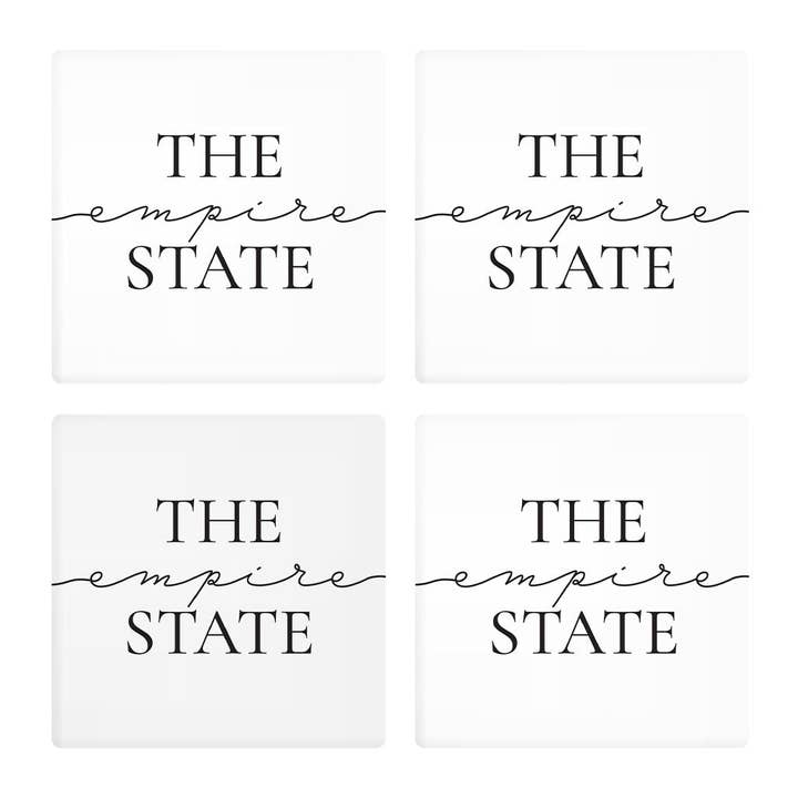 Love Local - Wholesale Coasters - Minimalistic B&W New York Quip The Empire State | Absorbent Coasters | Set of 4 | Min 2