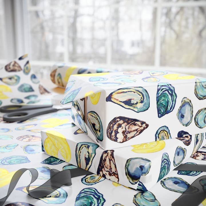 Blue Cava - Wholesale Flat Wrap - Oyster-Inspired Wrapping Paper | Eco-Friendly Gift Wrap9