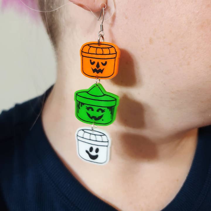 Halloween Buckets Retro - Earrings - Laser Cut for wholesale by Mini Kitty Designs