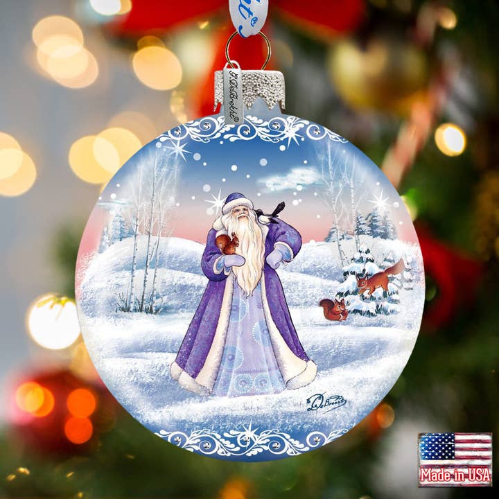 Wilderness Friends Ball Glass Ornament Holiday Handcrafted for wholesale by Designocracy