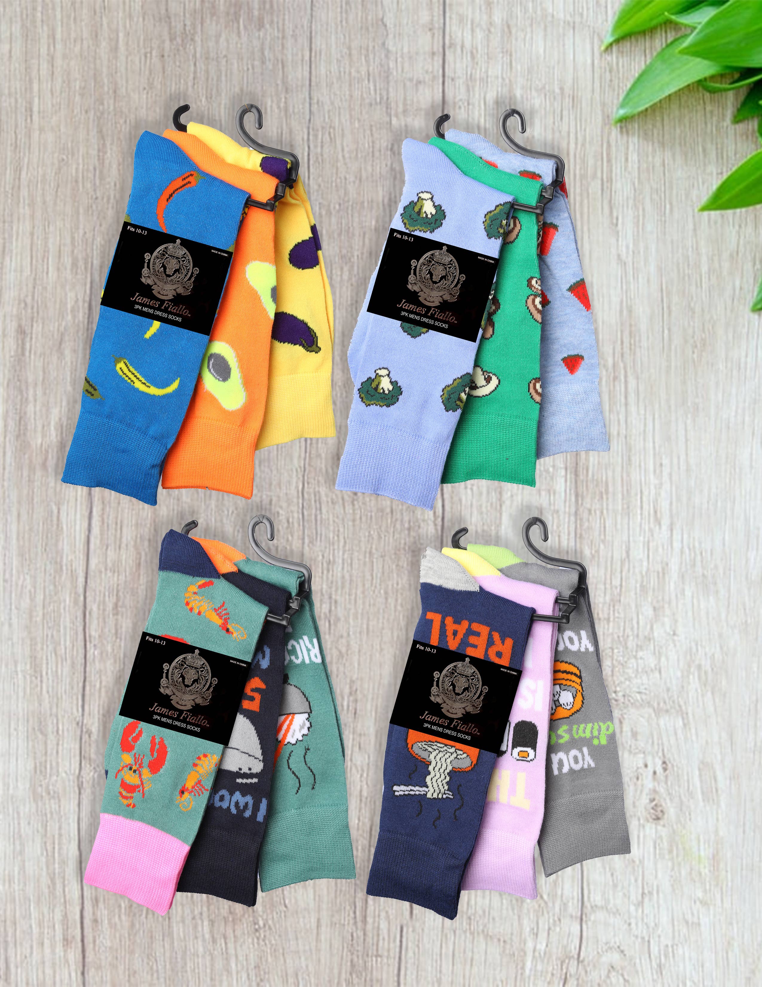 Isadora, Tipi toe, & James Fiallo - Wholesale Socks - Men's - Men's James Fiallo 3 Pack Patterned Athletic Crew Dress Sock5