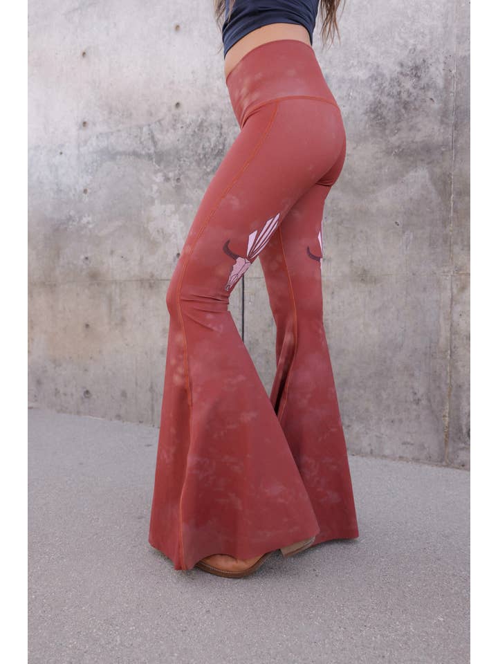 Teeki Boutique + WithLove USA Made ~ Wholesale - Wholesale Pants - Women's - Buffalo Princess Rust Long Bell Bottom