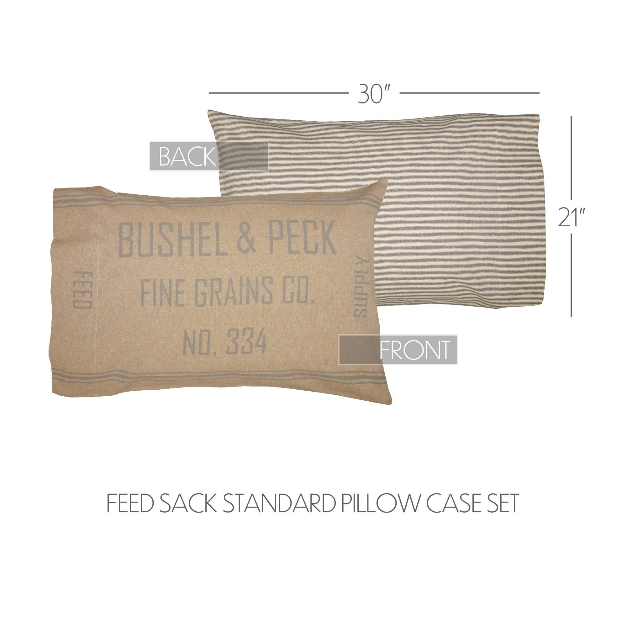 VHC Brands - Wholesale Bedding Pillowcase/Sham - Grace Feed Sack Standard Pillow Case Set of 2 21x303