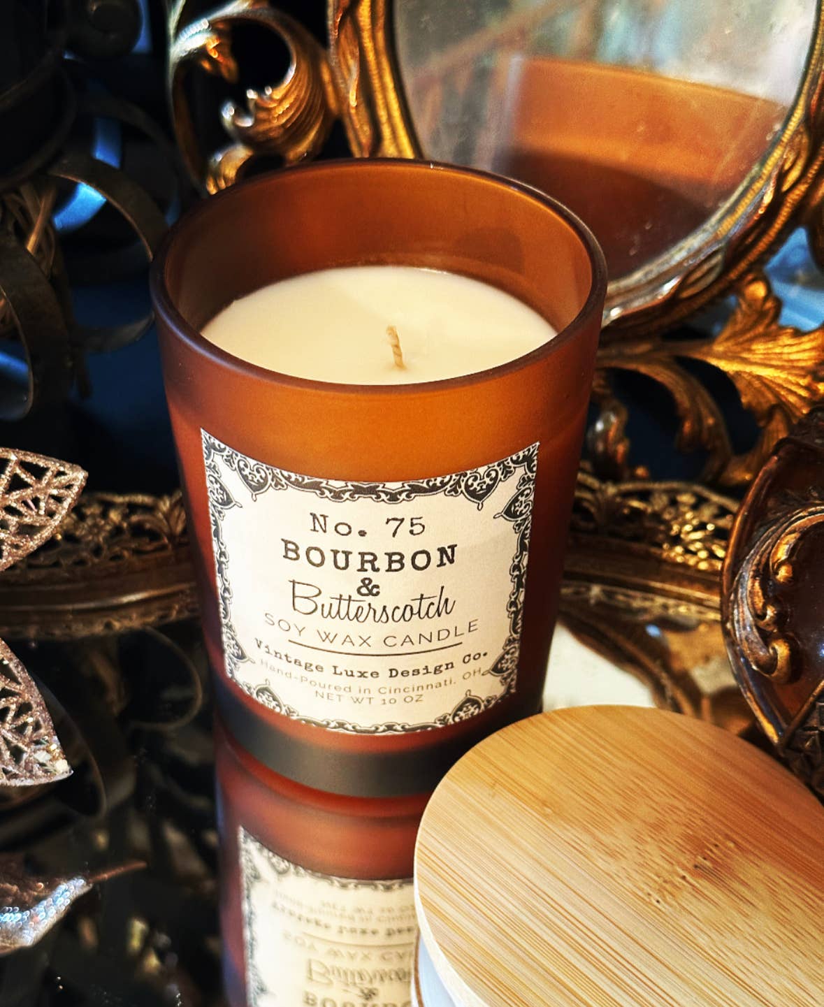 Vintage Luxe Design Co. - Wholesale Jar/Filled Candle - Bourbon Butterscotch 10 Oz. Soy Wax Candle * Vintage Luxury7