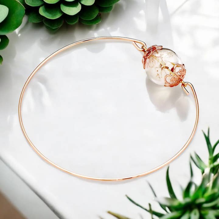 Dandelion Seed Rose Gold Bangle - Rose Gold-plated for wholesale by MadamLili